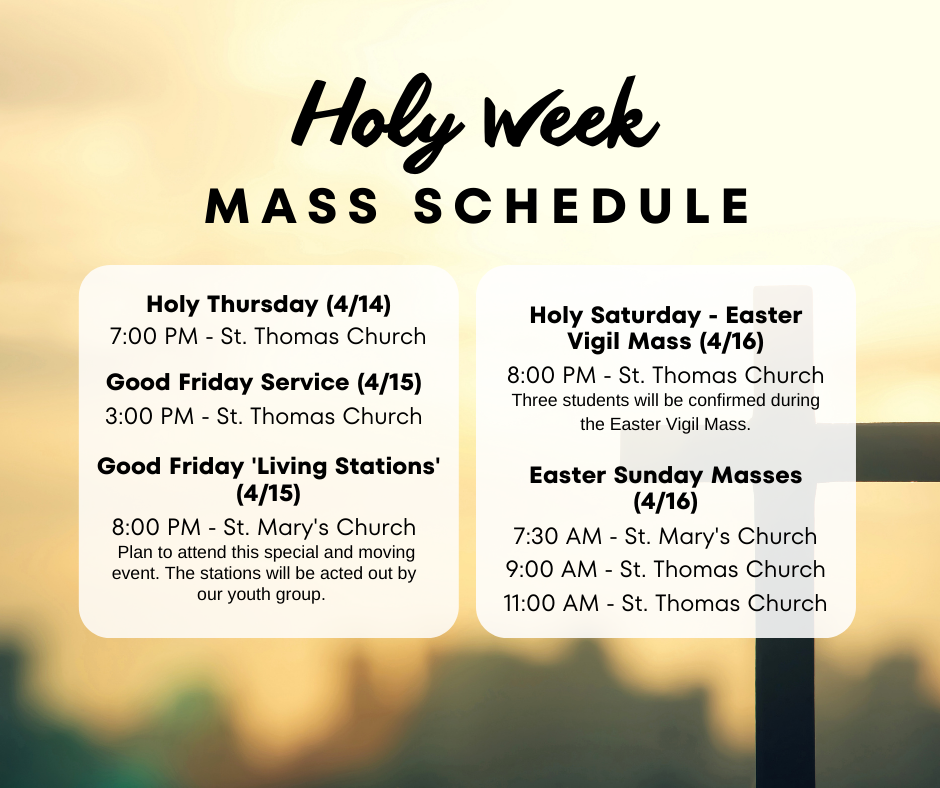 Holy Week Mass Schedule
